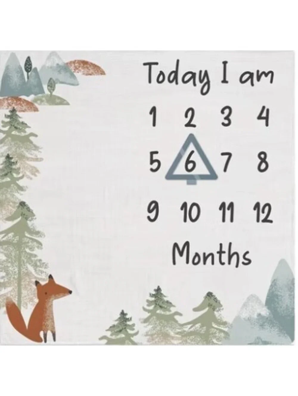 Modern Moments by Gerber Boy Milestone Blanket Muslin Cotton Month Mat Woodland